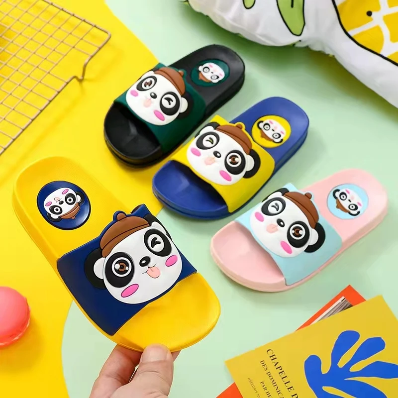 Summer Cartoon Panda Children Slippers Parent-child Comfort Non-Slip Home Indoor Slippers Kids Bathroom Shoes Toddler Girl Shoes