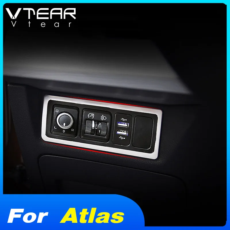 Vtear car headlight switch frame decorative molding button trim console accessories For Geely Atlas Emgrand NL-3 Proton X70 auto