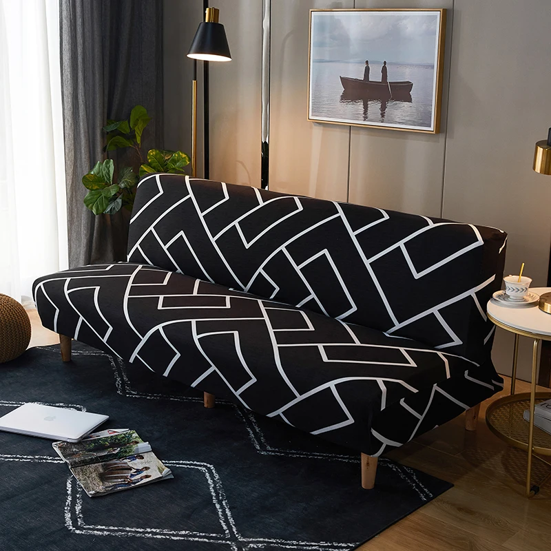 black geometric folding sofa bed cover sofa covers spandex stretchdouble seat cover slipcovers for living room geometric print