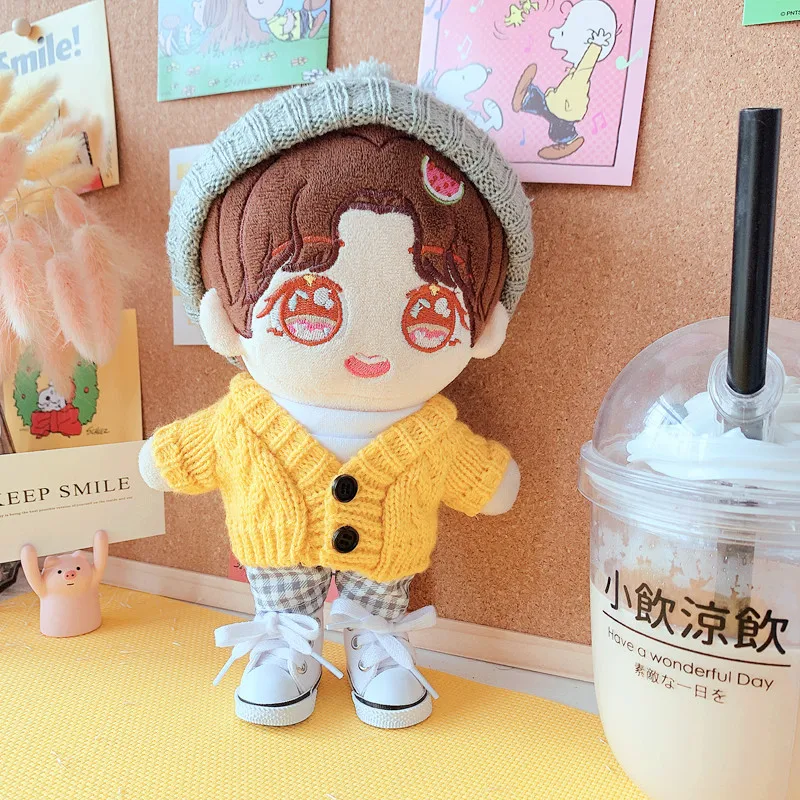 Xiao Zhan Idol Plush Doll Clothes Suit Puppet Star Sweater Short Suit 20cm Baby Doll Dress Up Costumes For Fans Collection