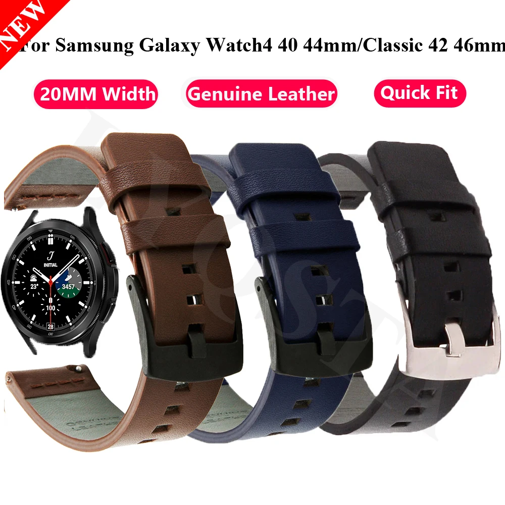 20 مللي متر الجلود العصابات ساعة ذكية حزام ل سامسونج غالاكسي ساعة 4 40/44 مللي متر و الكلاسيكية 42/46 مللي متر استبدال حزام الساعات المعصم سوار