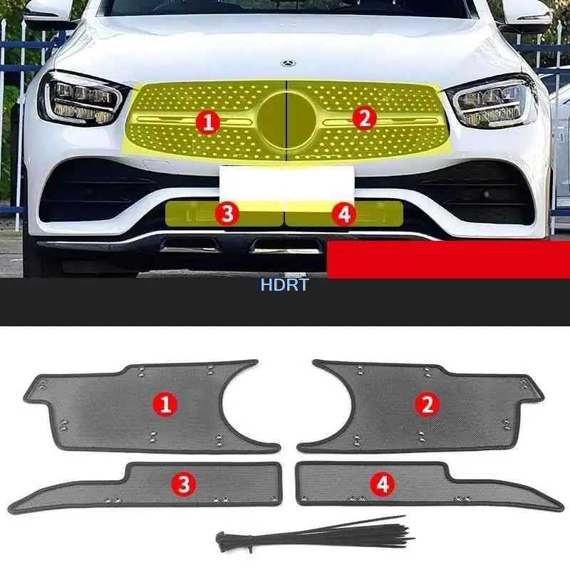 For Mercedes-Benz GLC 2020 2021 Car Accessories 4pcs Grille Insert Net Anti-insect Dust Garbage Proof Stainless Inner Cover Mesh