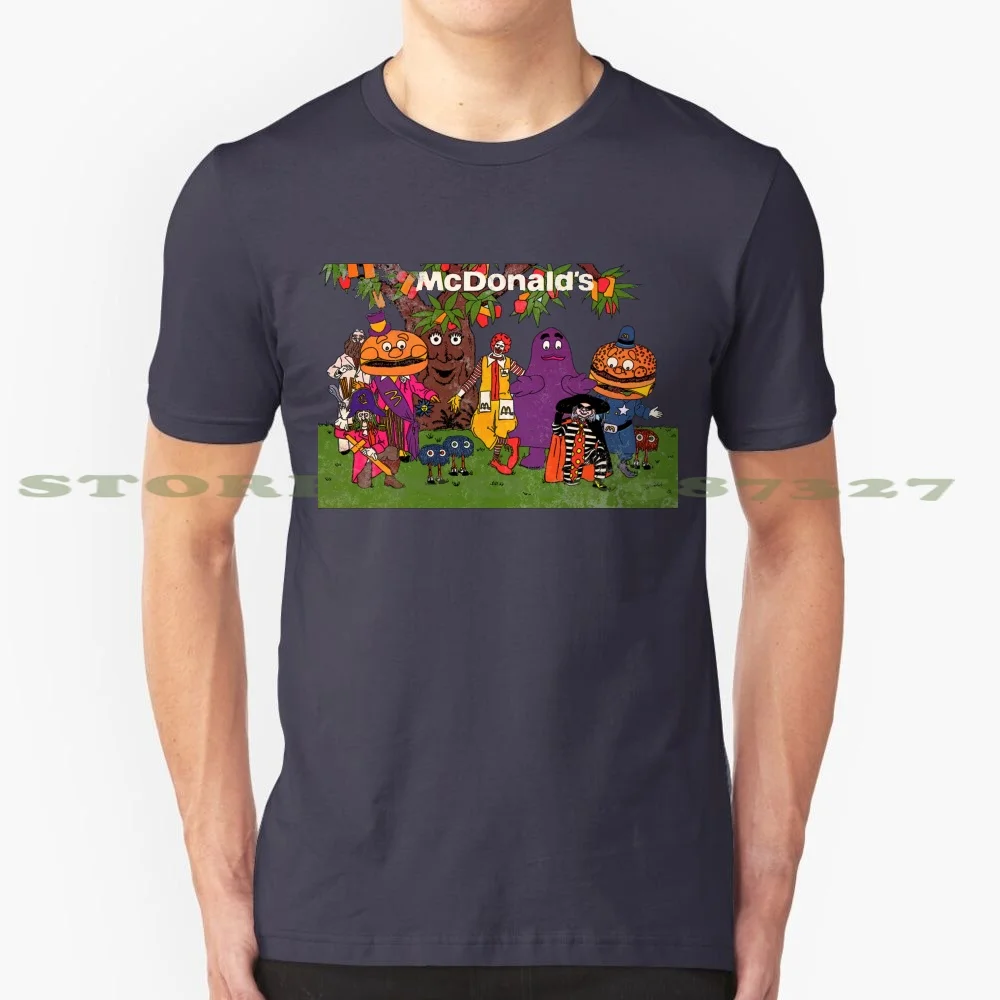 Mcfriends ( Retro 70S ) 100% Cotton T-Shirt Toon Ronald Hamburglar Grimace Fry Kids Mayor Mccheese Big Hamburger Cheeseburger