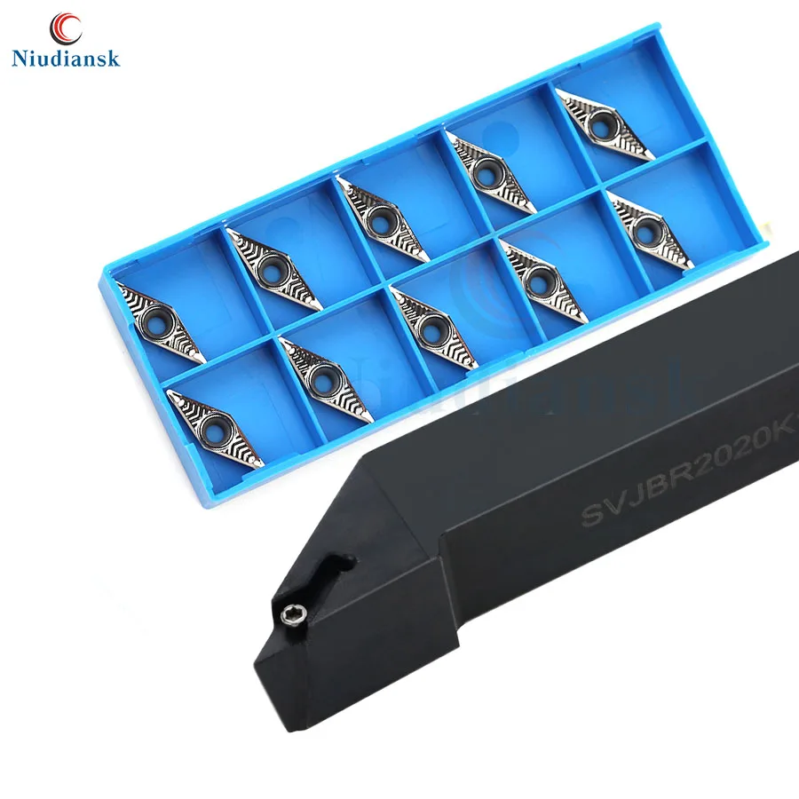 

10pcs VBGT1103 Carbide Inserts 1pc SVJBR1212H11 SVJBR1616H11 External Turning Tool Holder SVJBR2020K11 SVJBL CNC Lathe Tool Suit