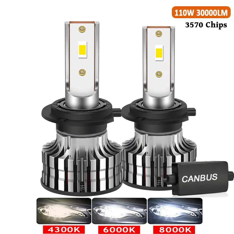 

Car Headlight H1 H3 H4 H7 LED 30000LM 110W Canbus H8 H9 H11 9004 9005 HB3 9006 HB4 Led Bulb Auto Lights 6000K 12V Turbo Lamp