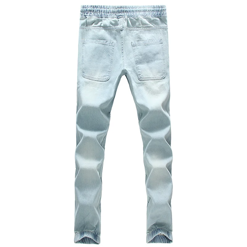 Nieuwe Collectie Zomer Stijl Mannen Boutique Denim Jeans Fashion Casual Elastische Taille Solid Losse Mannen Ankel-Lengte Broek broek