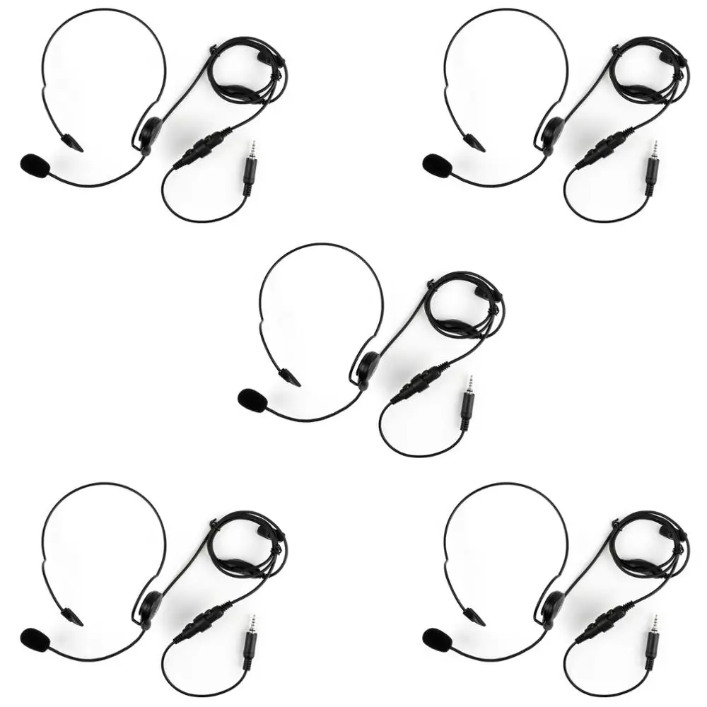 Artudatech 5Pcs 3.5mm Single Ear PTT Behind the Head Headset For YAESU VX120 VX6R VX7R Walkie Talkie