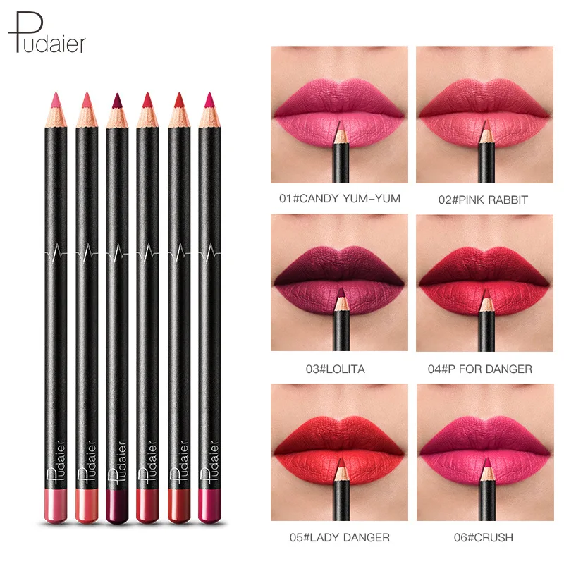 Pudaier 36 cores lápis labial à prova ddurable água durável, não coloração, nu, lipliner, batom fosco maquiagem cosméticos presente para mulher