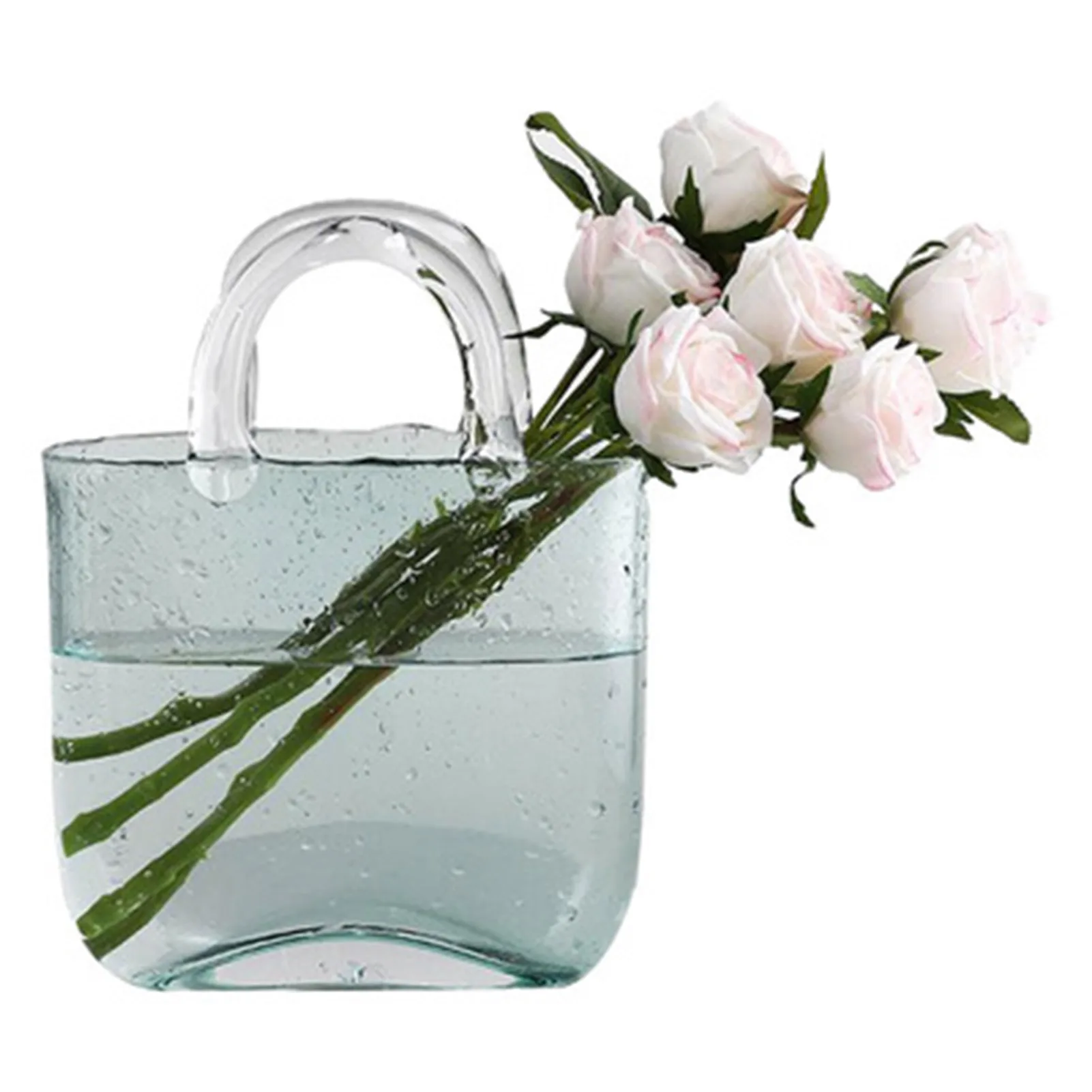 Creative Clear Glass Vases Fish Tank Decoration Bubble Flower Handbag Bag Glass Jar For Table Centerpieces Floral Arrangement