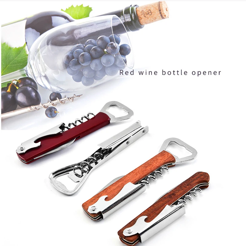 

Professional Stainless Steel Corkscrew Waiters Red Wine Beer Opener with Wood Handle Bottle Opener for Waiters Bartender Tool