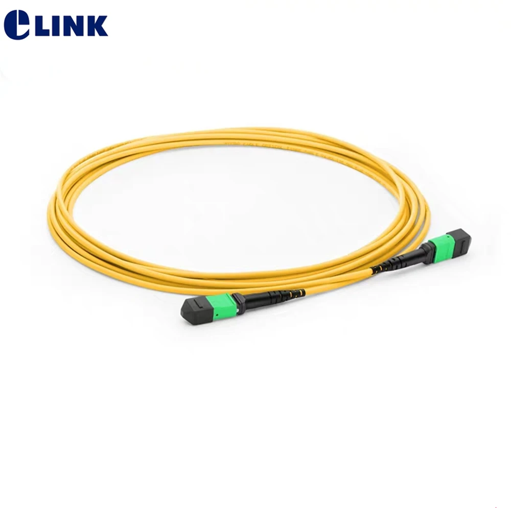 MPO fiber optic patchcord 8 cores female Type B OS2 MPO-MPO round cable yellow 1M 3M 5M MTP ftth jumper 8 strand 3.0mm IL 0.4dB