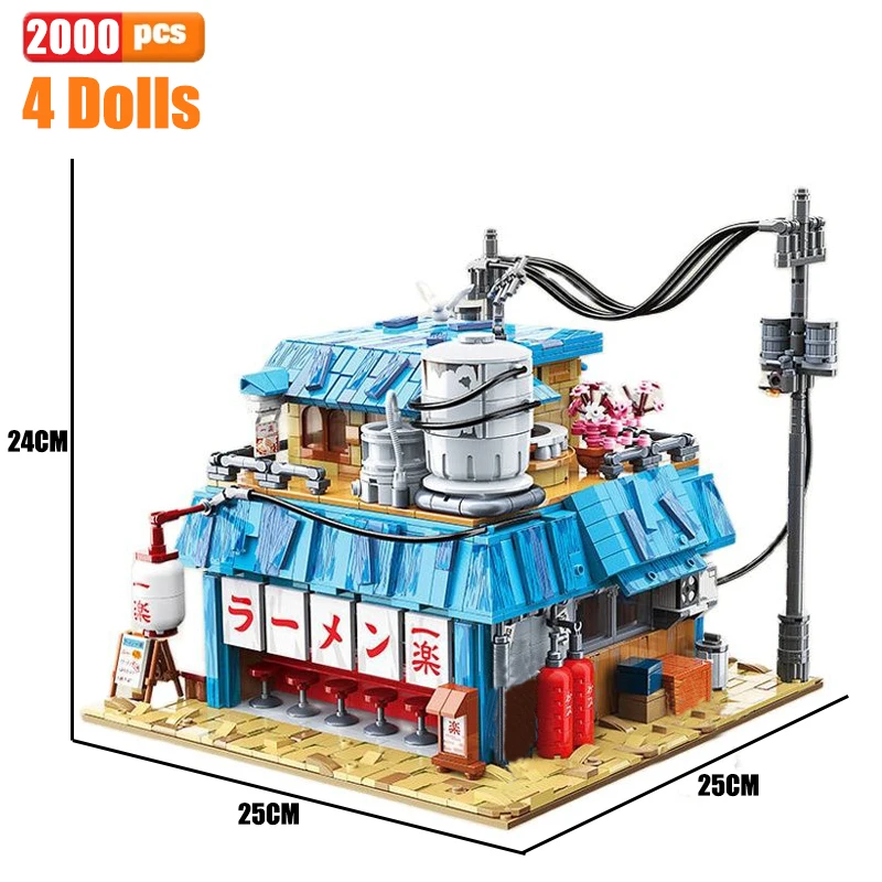 MOC City Idea Streetview Yile Ramen Shop Building Blocks Creative Japanese Noodle House Model Bricks Toys For Boy Birthday Gift