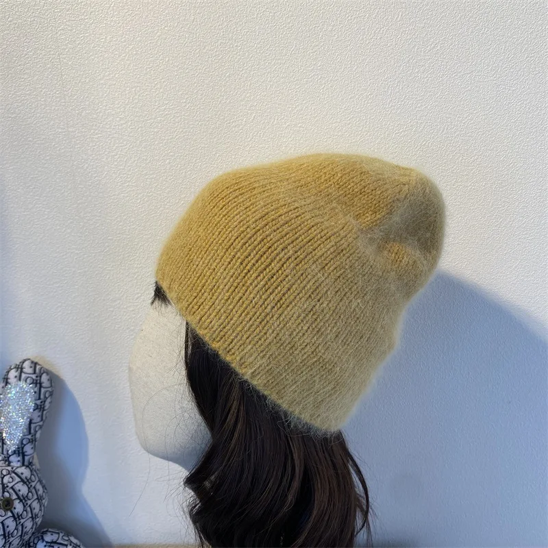 Winter Ladies Girls Cashmere Beanie Caps Women Thickened Warm Knit hat Skullcap Adult Rabbit fur Wool Skullies Gorras