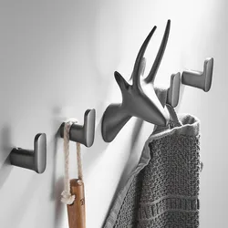 Tuqiu Robe Hooks Gun Grey Towel Hanger Hook For Clothes Coat Hat Bag Hooks Wall Mount Brass Bathroom  Door Towel Hook Holder
