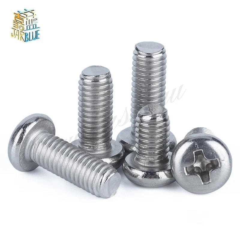 20-100pcs M1 M1.2 M1.4 M1.6 M2 M2.5 M3 M4 Din7985 Gb818 304 Stainless Steel Cross Recessed Pan Head Screws Phillips Screws