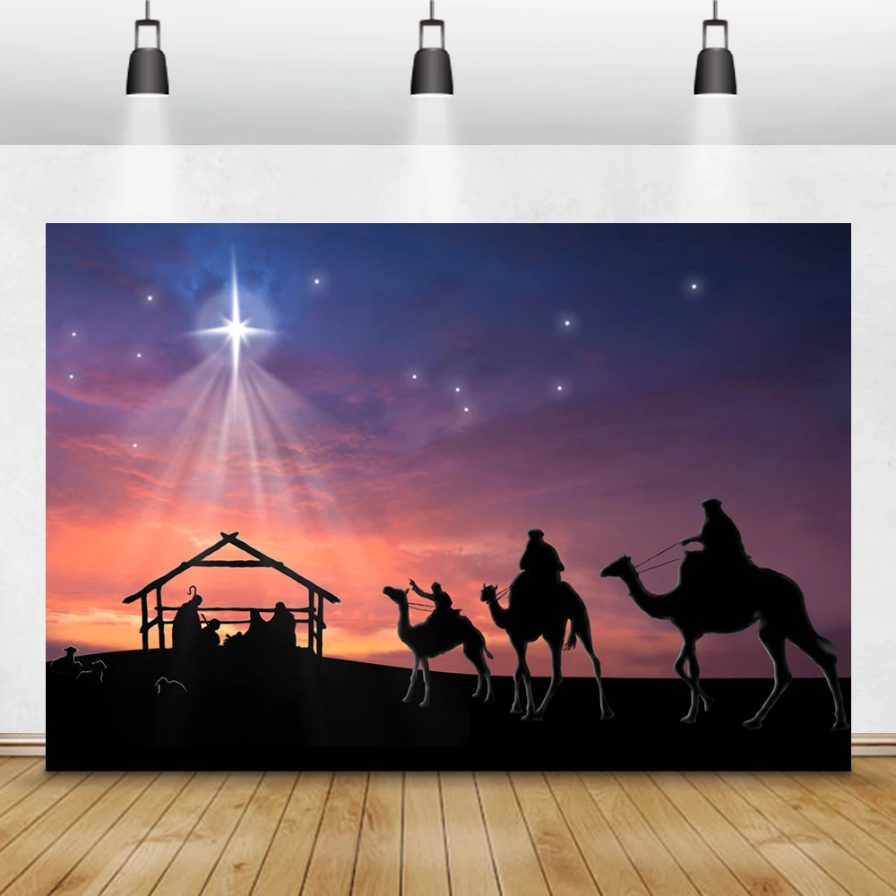 LaeacceฉากการประสูติพระเยซูคลอดฉากหลังNightดาวBeliever Portraitถ่ายภาพพื้นหลังสำหรับHome Studio