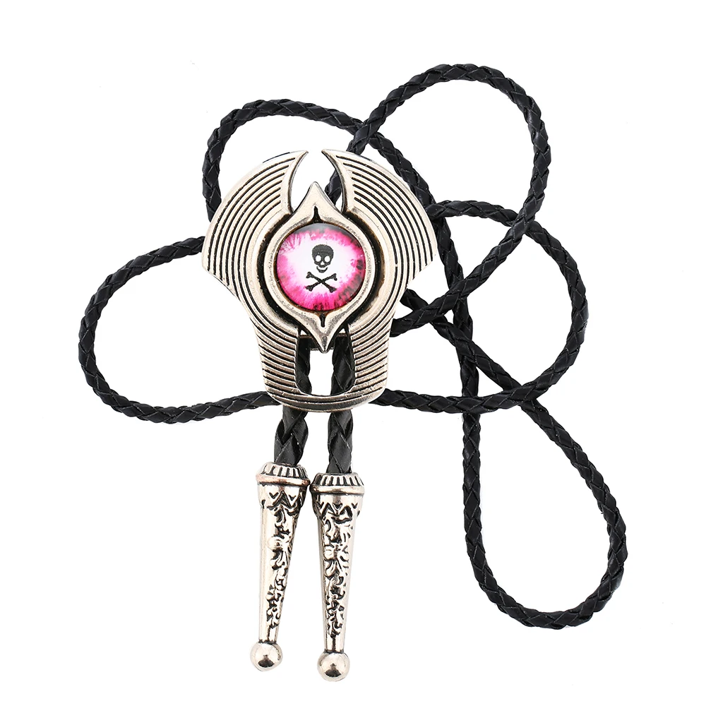 Leather tie Titanium steel color men\'s crystal glass wide-eyed poirot tie 2020 bolo tie