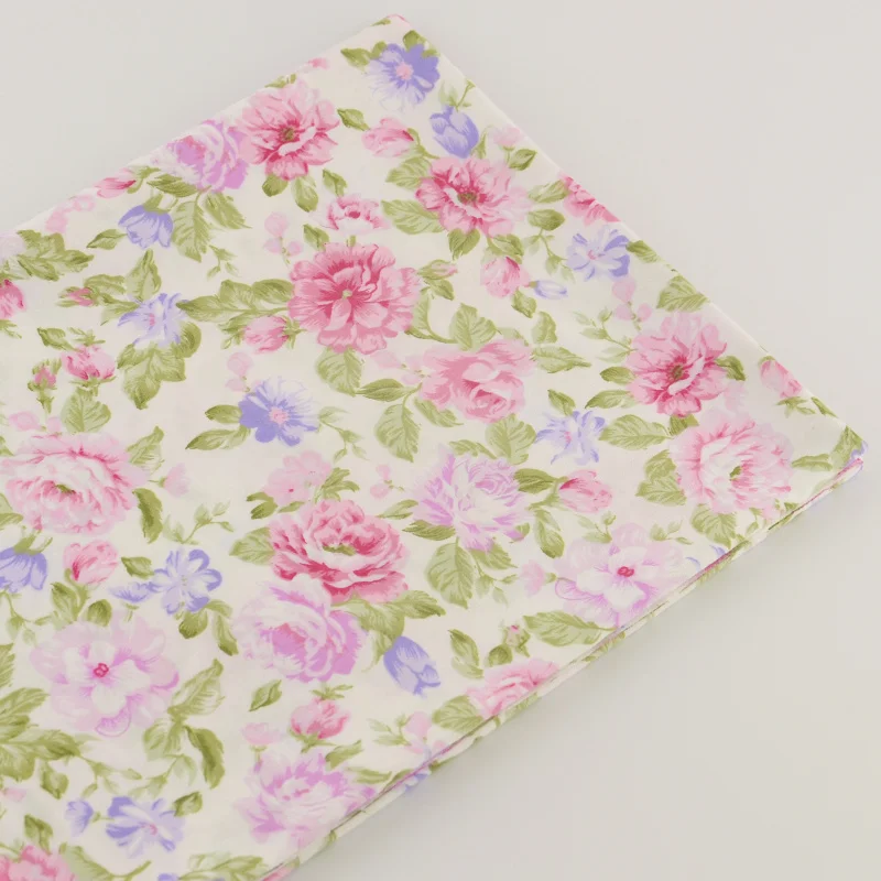 100% cotton twill sewing cloth pink rose floral fabrics design textile tecido  tissue patchwork bedding quilting fat quarter