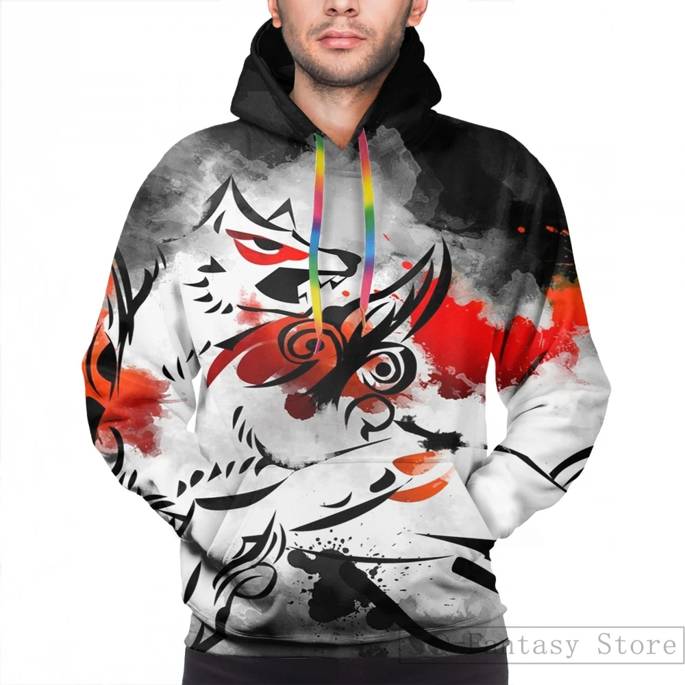 Mens Hoodies Sweatshirt for women funny Okami  Amaterasu Art Print print Casual hoodie Streatwear