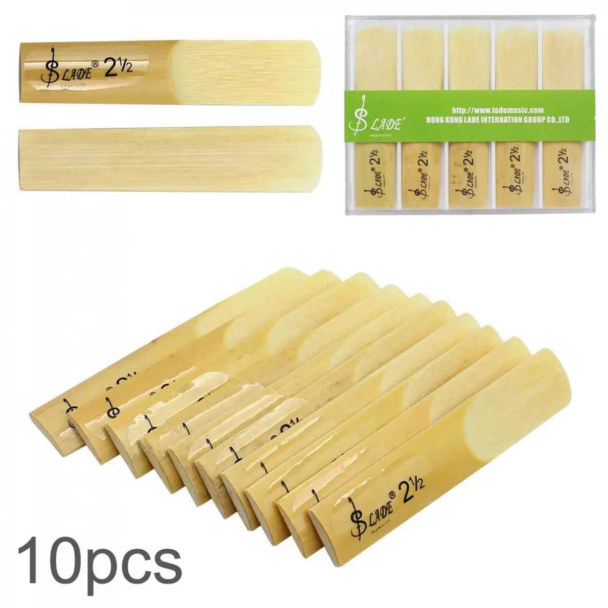 

10pcs/pack SLade Alto bE Saxophone Reeds Bamboo 2-1/2 Sax Reed Strength 2.5 Musical Instrument Parts & Accessories