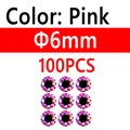 100 piezas de 6 mm, color rosa
