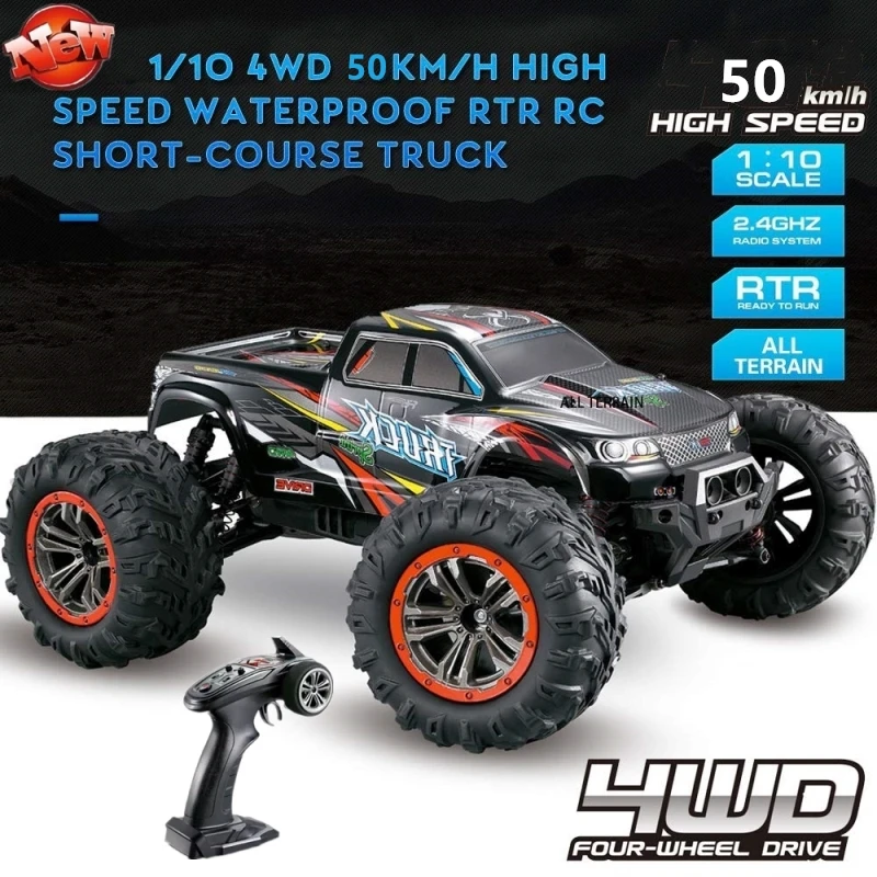 50KM/H High Speed 1:10 Remote Control Off-Road Truck 2.4G Radio Control 4WD Metal Shocks 45 Degree Climbing Ability RC Car Toy