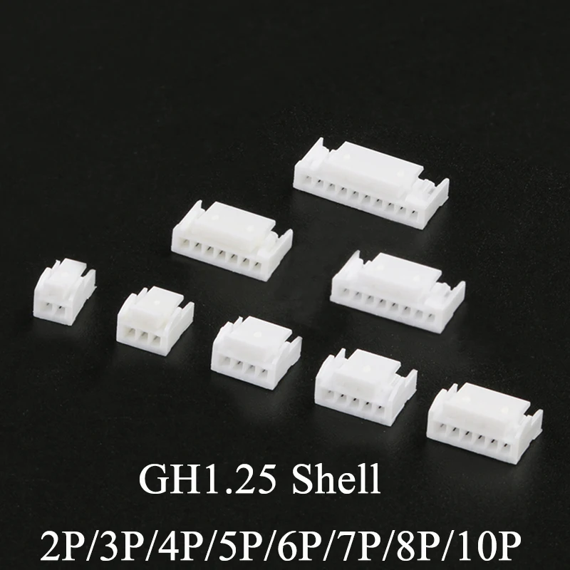 50PCS GH connector 1.25mm Pitch JST GH1.25 Housing with Lock 2P 3P 4P 5P 6P 7P 8P 10P