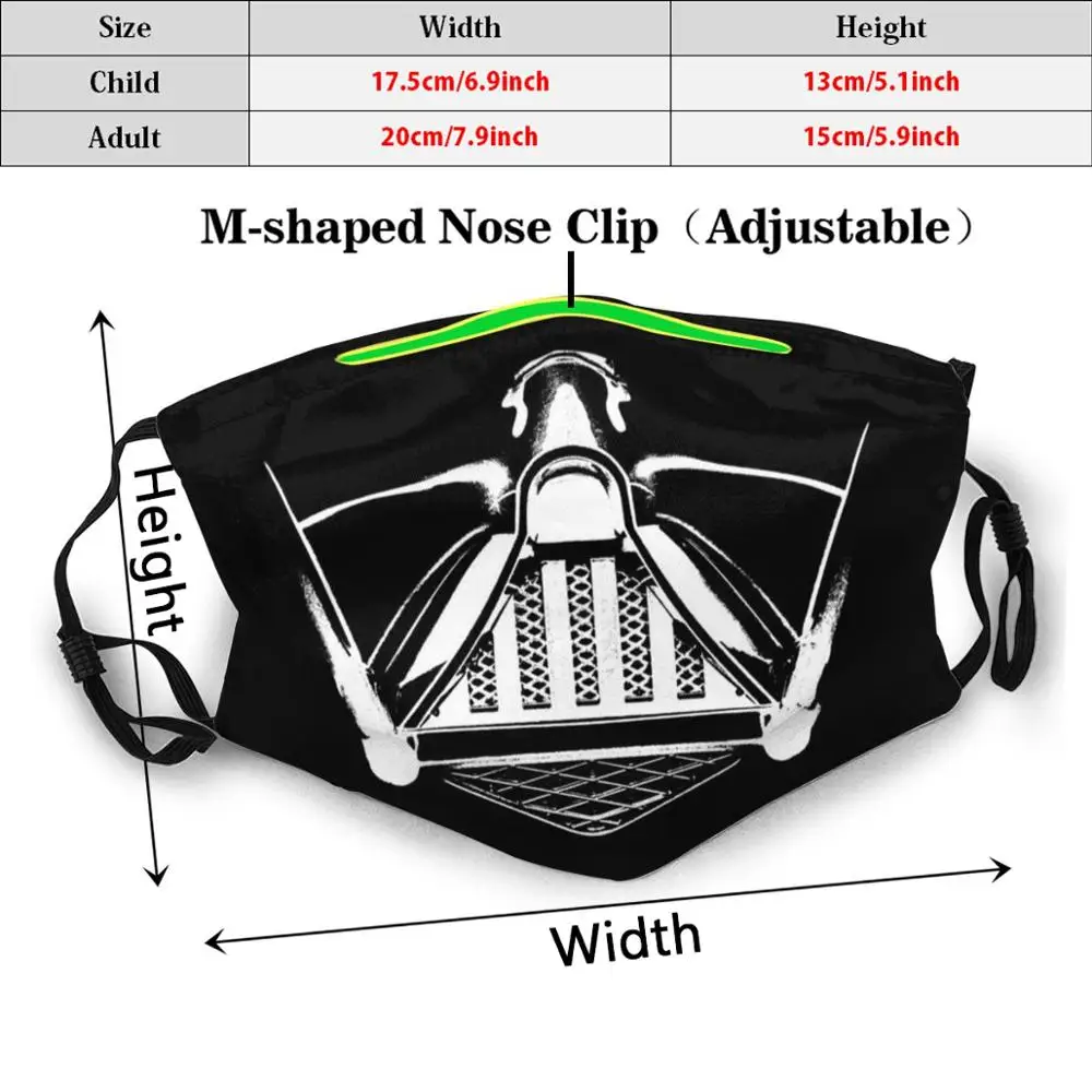 Dark Vader Mask Print Washable Filter Anti Dust Mouth Mask War Stars Dark Vador