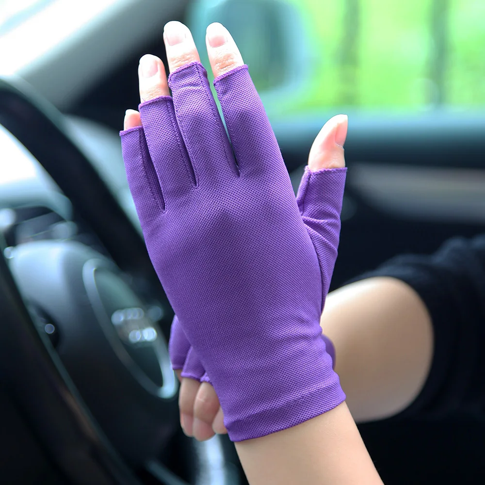 Sun Protection Gloves Lady Summer Thin Driving Fingerless Breathable Non-Slip Women Semi-Finger Gloves SZ102W