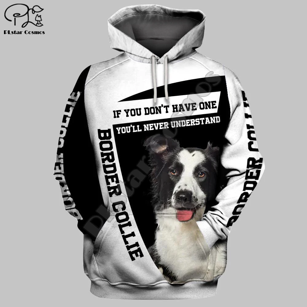 Uniseks Mens Border Collie Dog Hoodie Gambar 3d Kaus Lengan Panjang Musim Gugur Pullover Wanita Pakaian Olahraga Bertudung Berkerudung Musim Semi Pakaian Luar