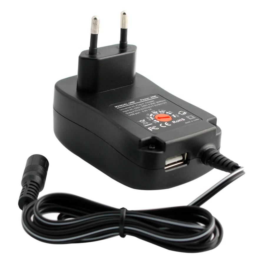 Power Suppply adapter, 8 diffrent interface,Adjustable Voltage, For Led Light Strip Lamp,Power Adapter 30W Universal Charger