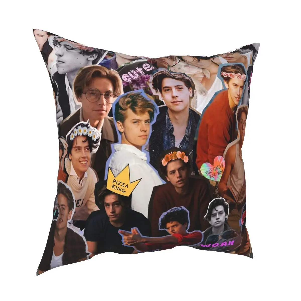 Cole Sprouse Collage Square Pillowcase Polyester Printed Decor Throw Pillow Case for Home Cushion Cover 18