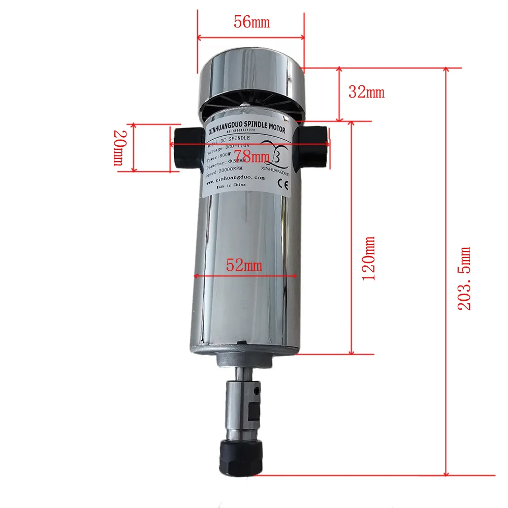 110V 800W CNC Spindle Motor 52MM Spindle CNC Air Cooled Spindle Motor ER11/ER16 Collet Chuck + 1 PCS MACH3 Power Supply