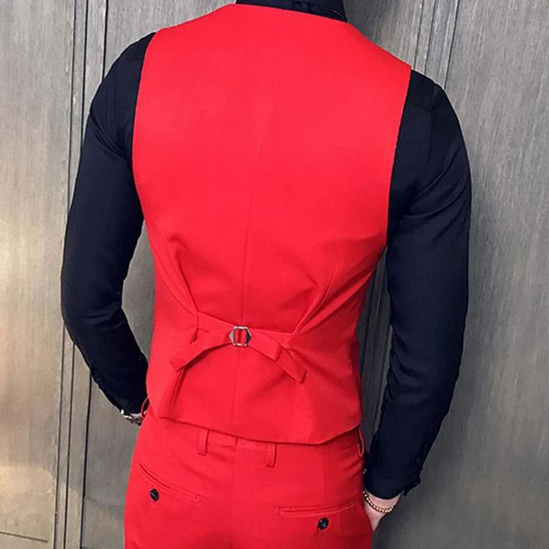 Slim fit Red Casual Mens Suit 3 piece Male Wedding Tuxedos Man Set Jacket Waistcoat with Pants Latest coat Design Mens Fashion