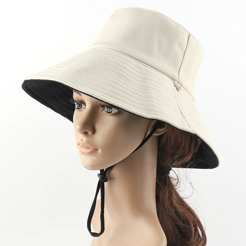 CAMOLAND Double-sided Sun Hats Women Fashion Beach Caps Summer Female Wide Brim Bucket Hat Casual Foldable Panama Cap