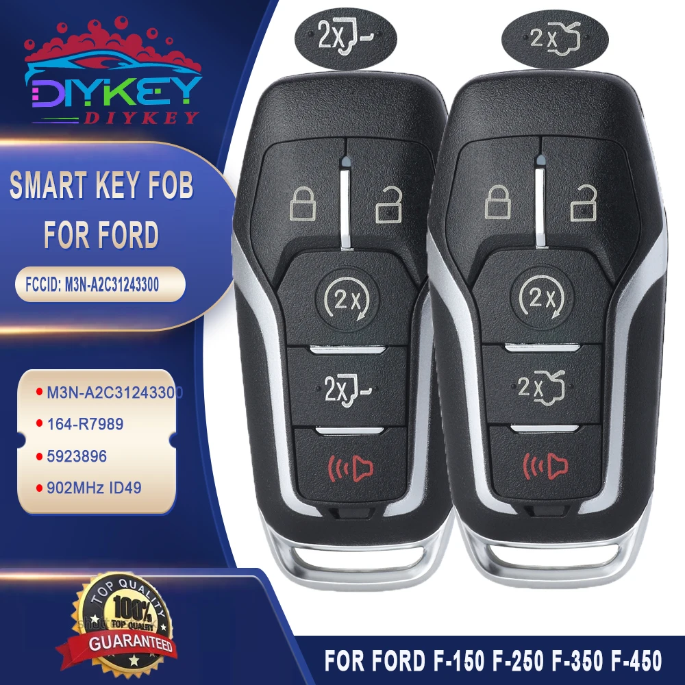 

DIYKEY 902 МГц для Ford F150 F250 2015 2016 2017 Fusion Explorer Edge Mustang M3N-A2C31243300 ID49 чип смарт-карта дистанционный ключ