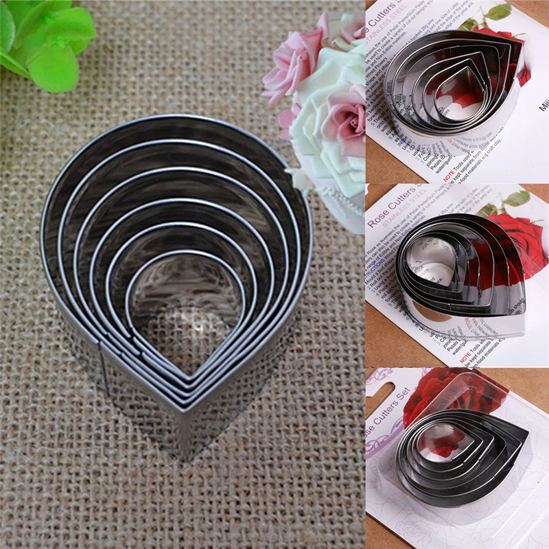 6PCS/Set Rose Petal Mold for Cake Decor Fondant Sugar craft Cutters Tools Mould