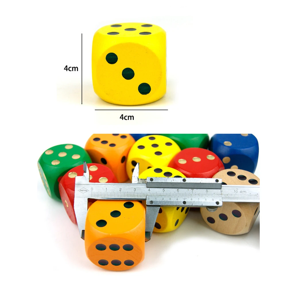 1PCS Wood Dice 40mm Big Colorful Solid Wooden Dot Game Rounded Dice Drinking Dice