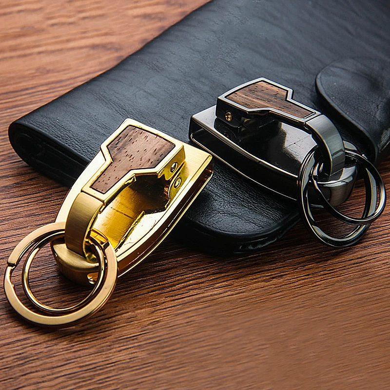 Luxury Key Chain Clip Holder Belt Hanging Keychains High-quality Car Key Ring Holders Buckle Wood Men Best Father\'s Day Gift