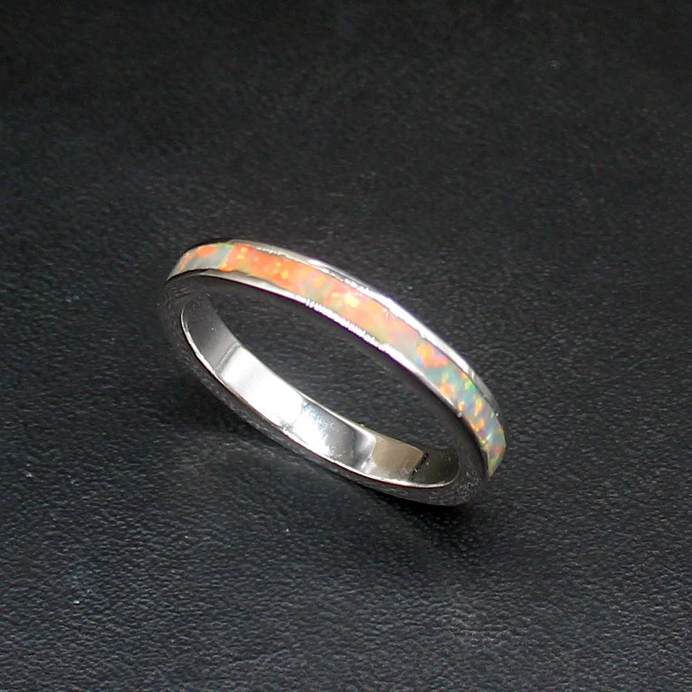 

Hermosa Gushing Rainbow Australia Opal Genuine 925 Silver Band Ring Wedding Engagement Gifts for Women Size 8# 20214355