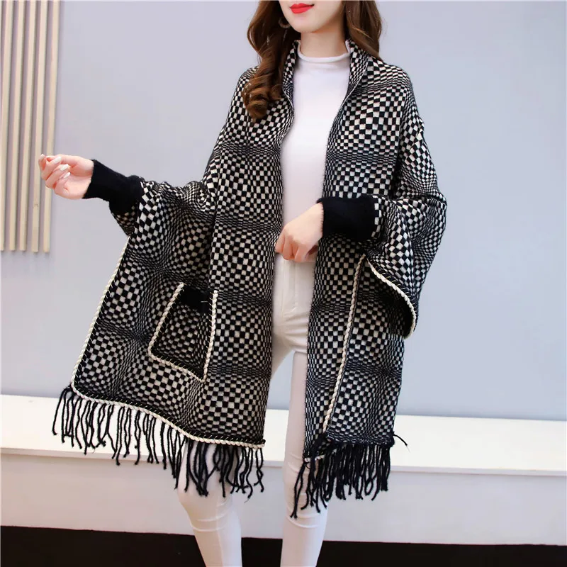 

2021 New Imitation Cashmere Women Shawl Scarf Large Size Wrap Echarpes Tassels Bufanda Chal Warm Muffler Cape Plaid Mantilla