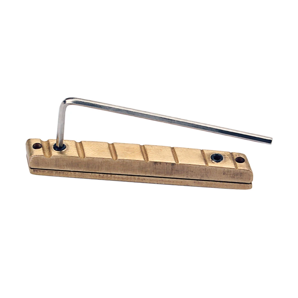 Gold Brass Bridge Nut for 7-String Acoustic Guitar Accessory with Wrench