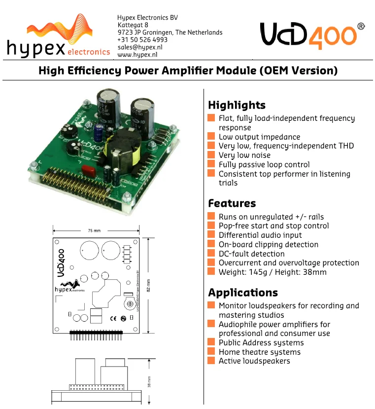 hypex UCD400 OEM 400W High Power Digital Power Amplifier Board DIY Interface Board HIFI Class D digital power amplifier module