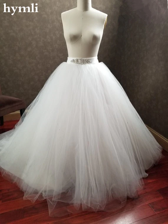 Baru Putih Gading Tulle Bridal Rok Gaun “/Bridal Kereta Rok Rok Dilepas Rok