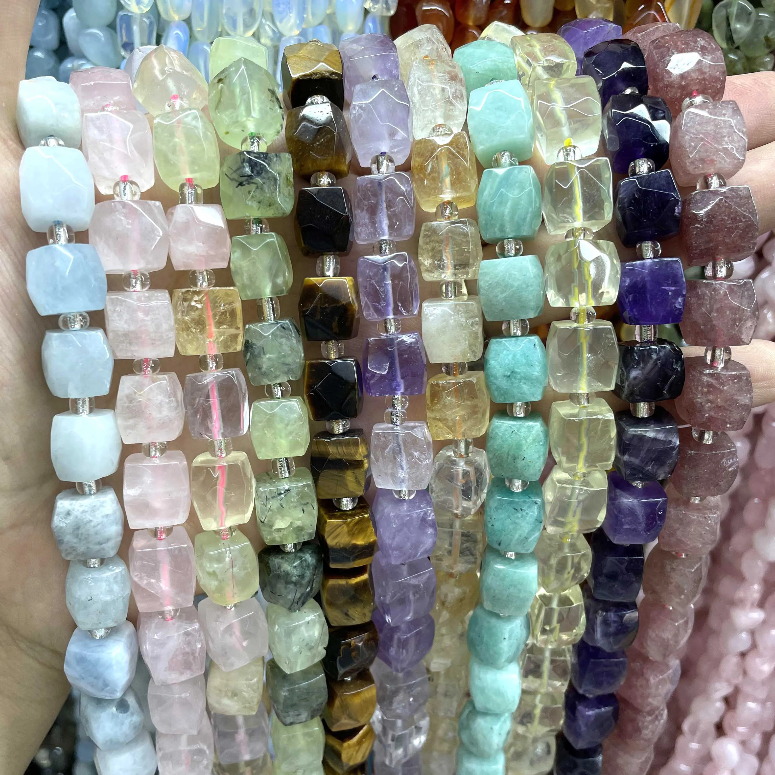 8 10mm Faceted Natural Stone Citrines Amazonite Quartz Jades Aquamarines Spacer Beads For Jewelry Making Diy Necklace Bracelet