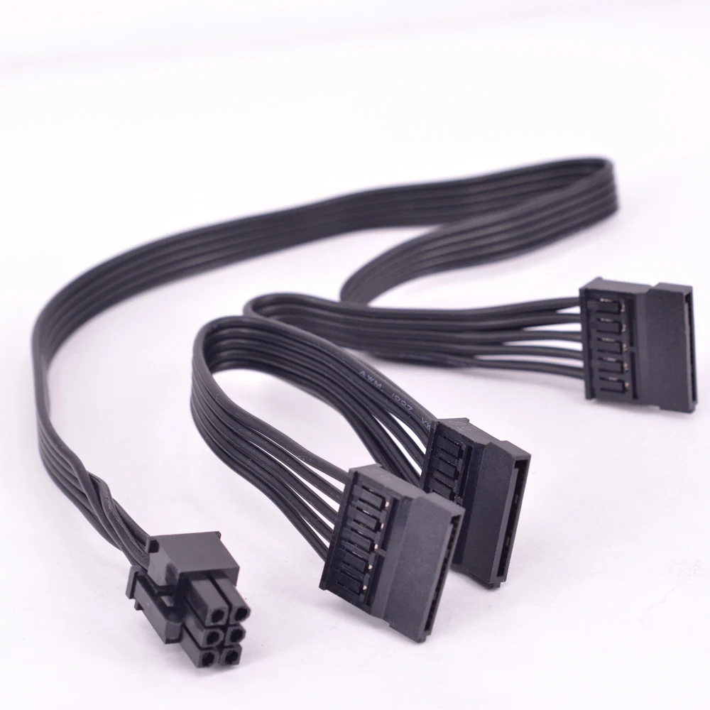 6Pin Male 1 to 3 SATA 15Pin Female Power Supply Cable PCIe VGA Mining Sata Adapter Card Power Port For Seasonic KM3 Series