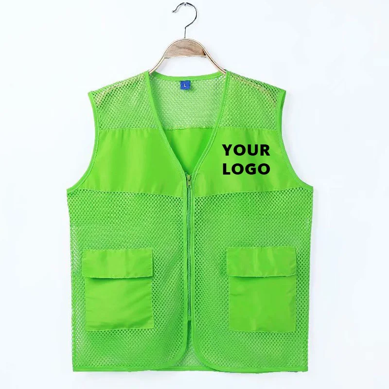 

Customized Design Vests Print Your Own Logo Men Women Sleeveless Work Vest Workwear Solid Company Uniform Male Safety Clothes