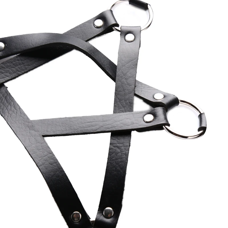 Woman Pentagram Punk Style PU Leather Belts Sexy Lingerie Body Bondage Caged Bralette Gothic Bra Garters 5 Styles