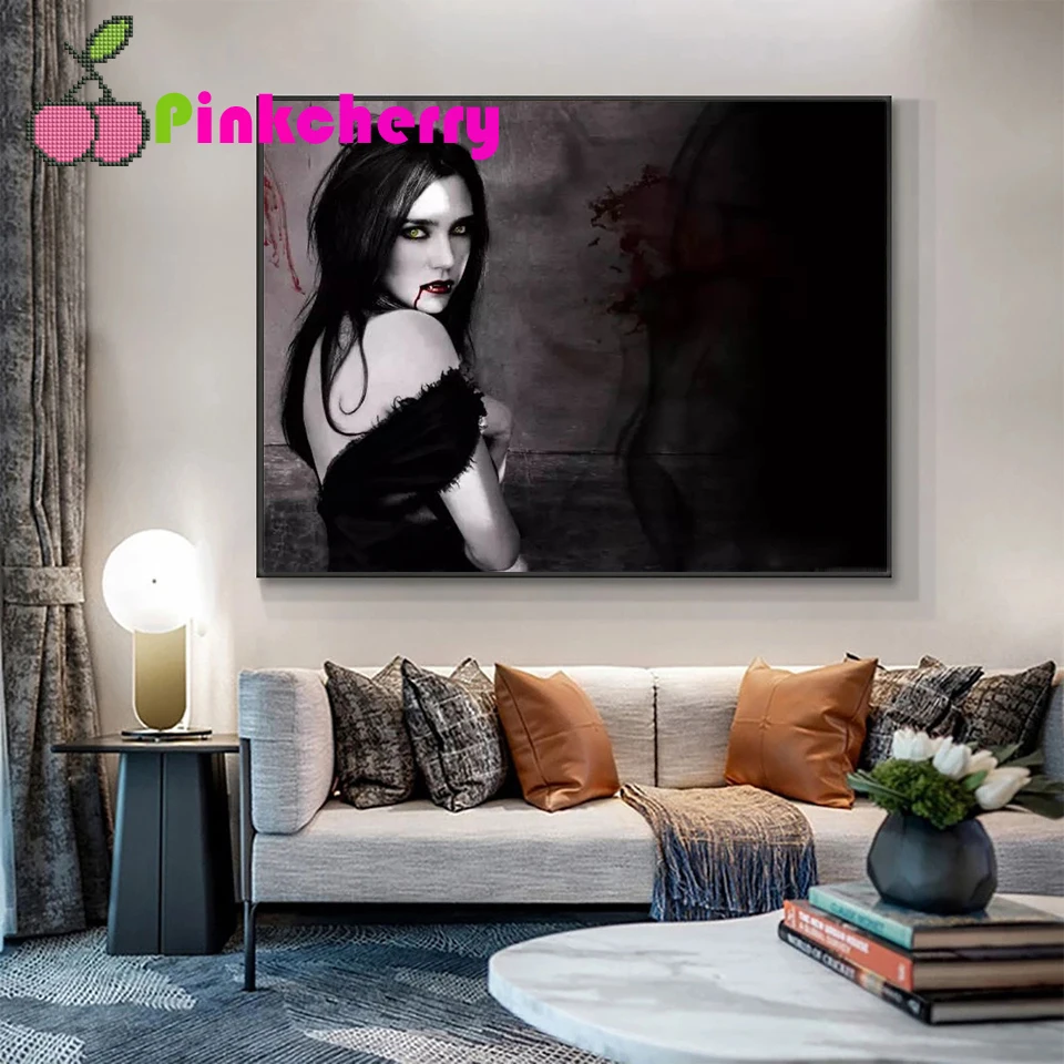 Interior Wall Decoration Diamond Painting 5D Diy Beautiful Female Vampire Portrait Full Drill Embroidery Mosaic Sale X1814