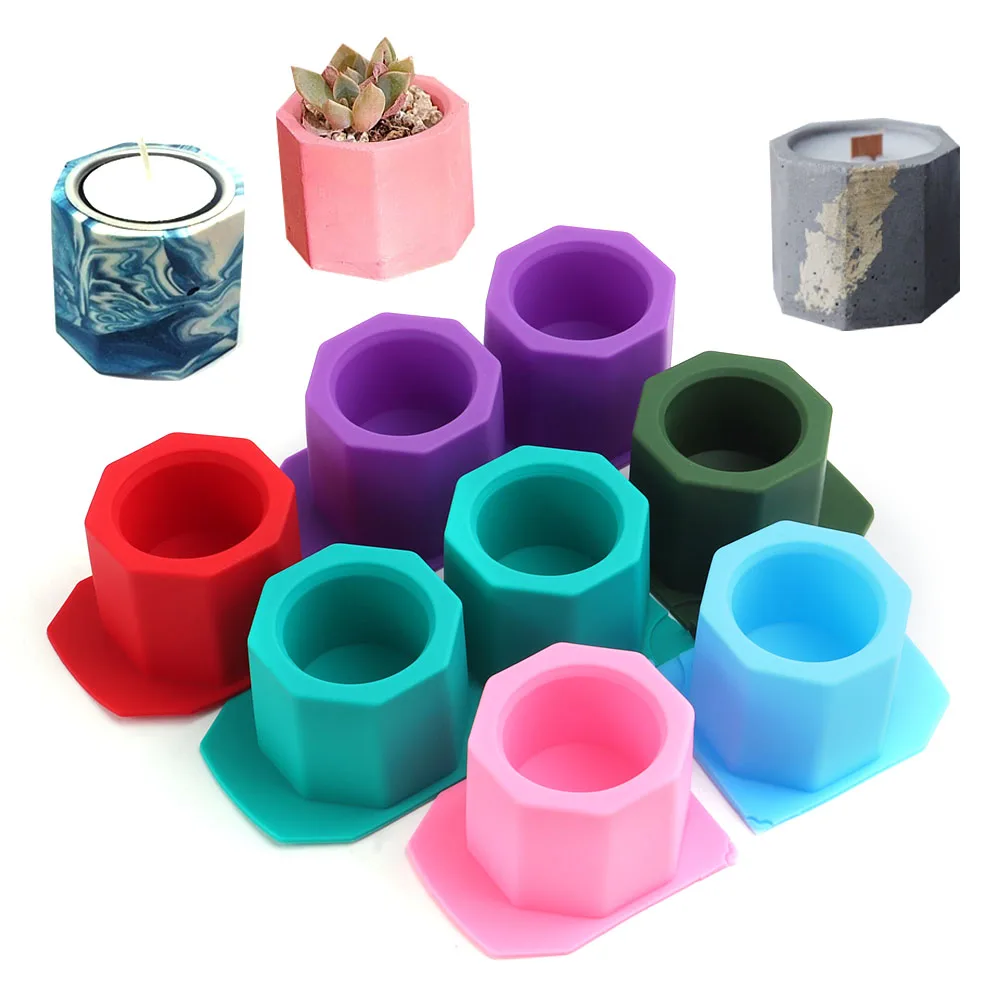 DIY Round Geometric Polygonal Silicone Flowerpot Mold Ceramic Clay Crafts Mould Epoxy Resin Concrete Molds Candle Pot Mold